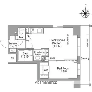 ウエリスアーバン住吉EAST【10階】の間取り