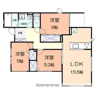 リバティハイツC【1階】の間取り