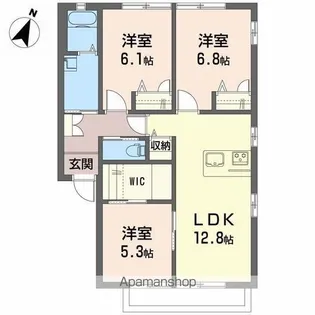 リヴェール石手 A棟【2階】の間取り