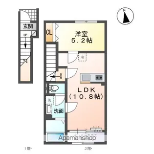 西五城新築アパート【2階】の間取り