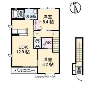 モダンヴィレッジ B棟【2階】の間取り
