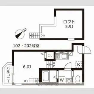 ハーモニーテラス千種【102号室】の間取り