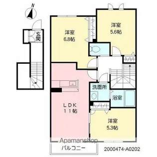 フローラルスター【2階】の間取り