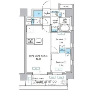 プレディアコート三軒茶屋【7階】の間取り