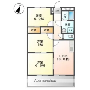 ルナ・アルカディア壱番館【1階】の間取り