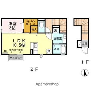 キューブ・イースト【201号室】の間取り