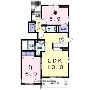 クレディヒル【1階】の間取り