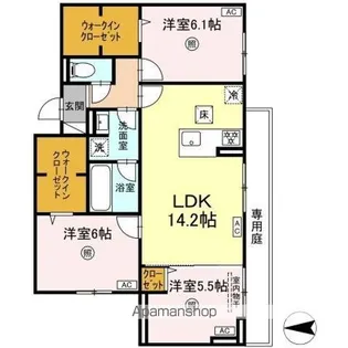 トリシア長丘【1階】の間取り
