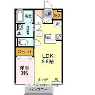 セブン Ⅰ棟【I105号室】の間取り
