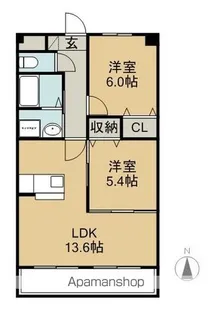 HANALEI【202号室】の間取り
