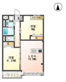 プリムローズ美田園【4階】の間取り