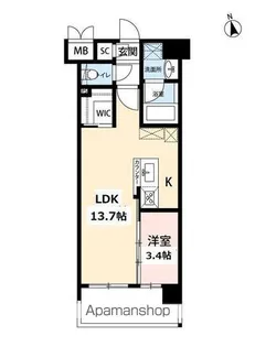ウイングス西本町【10階】の間取り