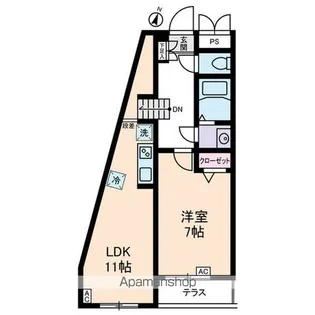 ビューヒル南【1階】の間取り