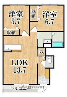 コンフォート東福寺B棟【1階】の間取り