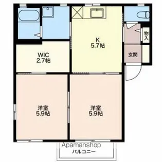 グランシャリオ優AB【A201号室】の間取り