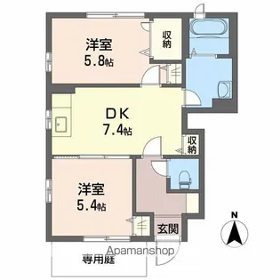 シャーメゾン長津【1階】の間取り