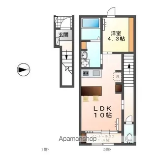 コーポ峯のハタ【2階】の間取り