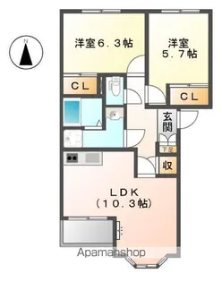 カーザ 浅野【2階】の間取り
