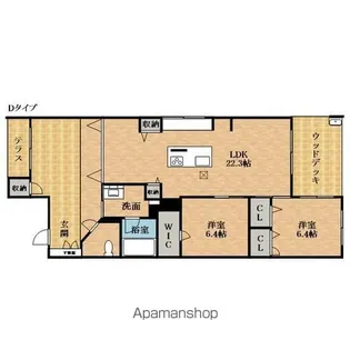 THE VILLAGES【6(西棟)号室】の間取り