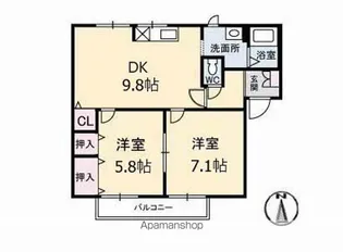 エスパディ A棟【2階】の間取り