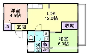セジュールのざき E棟【E棟218号室】の間取り