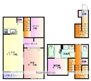 ベルリード中野B棟【202号室】の間取り