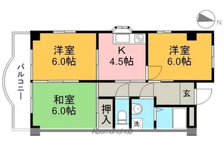 ハイツ ハピィバリーⅡ A棟【3階】の間取り