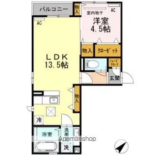 メルベーユコート【1階】の間取り