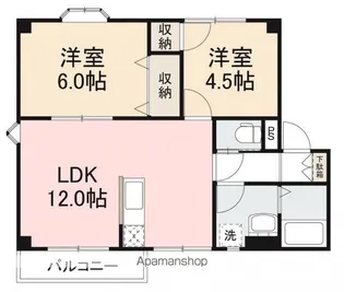 グリーンアレイ26 A・B【A102号室】の間取り