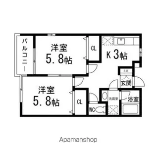 パレスハッピー2【202号室】の間取り