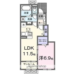 フォンテーヌⅢ B【1階】の間取り