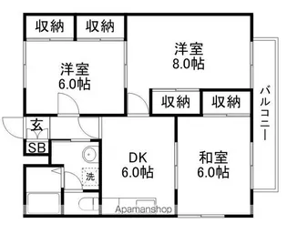 エステートピア瀬田【1階】の間取り