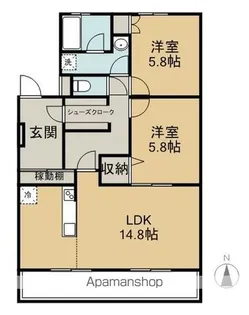 シャトー清城【1階】の間取り