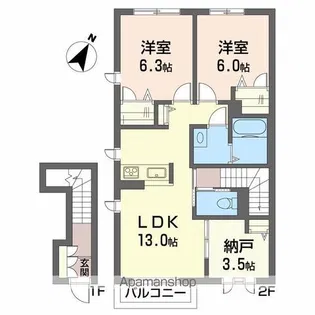 シャーメゾン阿南 三番館【2階】の間取り