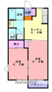 アドレ・シャンブルB【102号室】の間取り