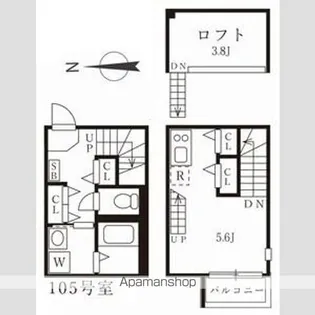 ハーモニーテラス上石川町Ⅱ【105CP号室】の間取り