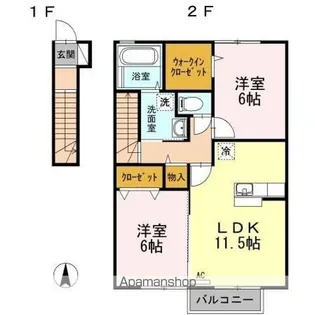グランモア A・B・C棟【2階】の間取り
