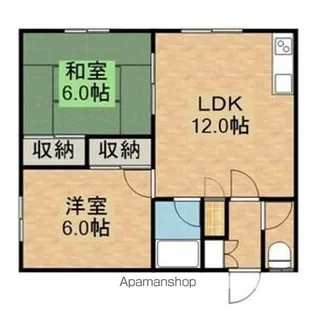 篠原荘【2B号室号室】の間取り