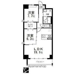オルソパール伝馬【201号室】の間取り