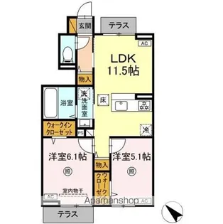 ハレカフア【1階】の間取り