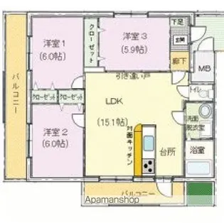 ブライムサンライト【1階】の間取り
