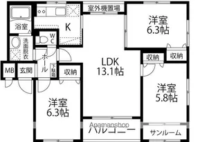 グランドソレーユ【102号室】の間取り