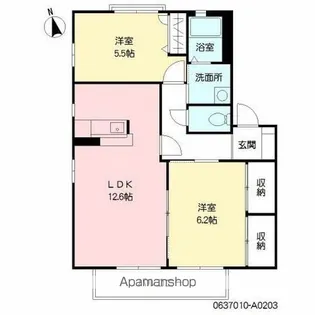 Gークレスト花見 A棟【203号室】の間取り