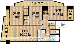 中央ハイツ海老塚【A6号室】の間取り