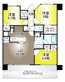 神奈川県川崎市宮前区宮前平3丁目【マンション】の間取り