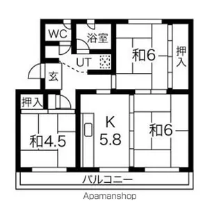 アルファスクエアもみじ台2号棟【201号室】の間取り