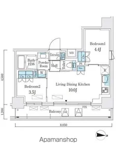 クインテット錦糸公園【8階】の間取り