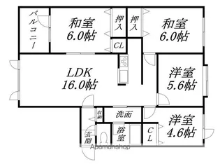 エンドレス五稜郭A【206号室】の間取り