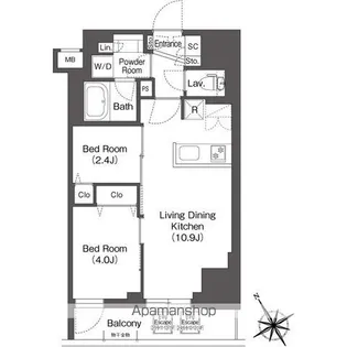 BLUROCK後楽園【4階】の間取り
