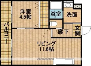 ウイングコート六軒【2階】の間取り
